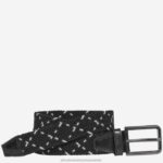 Accessory Black/Gray XB6RX1142 Johnston & Murphy Men Woven Stretch-Knit Belt