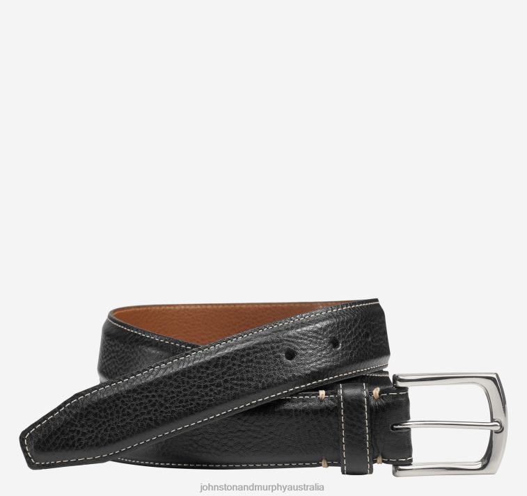 accessory_black_xb6rx1099_johnston_murphy_men_topstitched_leather_belt.jpg Accessory Black XB6RX1099 Johnston & Murphy Men Topstitched Leather Belt - Image 1