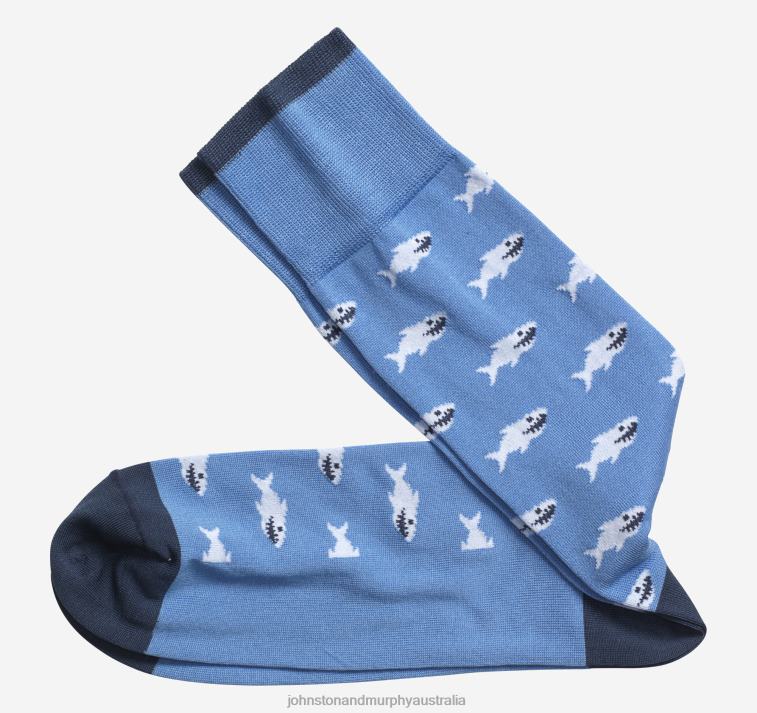 accessory_blue_xb6rx913_johnston_murphy_men_shark_socks.jpg Accessory Blue XB6RX913 Johnston & Murphy Men Shark Socks - Image 1