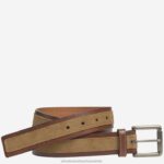 Accessory Brown/Camel XB6RX994 Johnston & Murphy Men Suede Overlay Belt