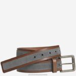 Accessory Brown/Gray XB6RX992 Johnston & Murphy Men Suede Overlay Belt