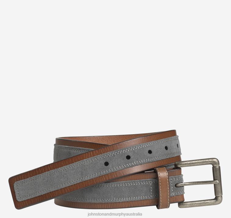 accessory_brown_gray_xb6rx992_johnston_murphy_men_suede_overlay_belt.jpg Accessory Brown/Gray XB6RX992 Johnston & Murphy Men Suede Overlay Belt - Image 1