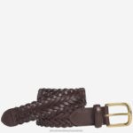 Accessory Brown XB6RX1441 Johnston & Murphy Boy Boys Leather Woven Belt