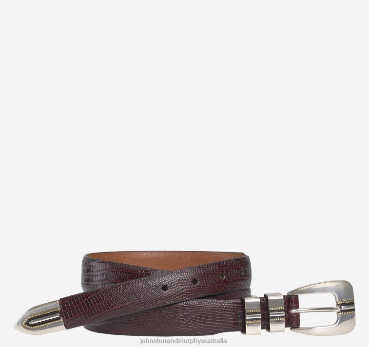 accessory_burgundy_xb6rx1000_johnston_murphy_men_lizard_grain_ranger_belt.jpg Accessory Burgundy XB6RX1000 Johnston & Murphy Men Lizard-Grain Ranger Belt - Image 1
