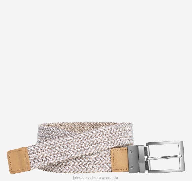 Accessory Dark Taupe/White XB6RX963 Johnston & Murphy Men Reversible Stretch-Woven Belt - Image 2