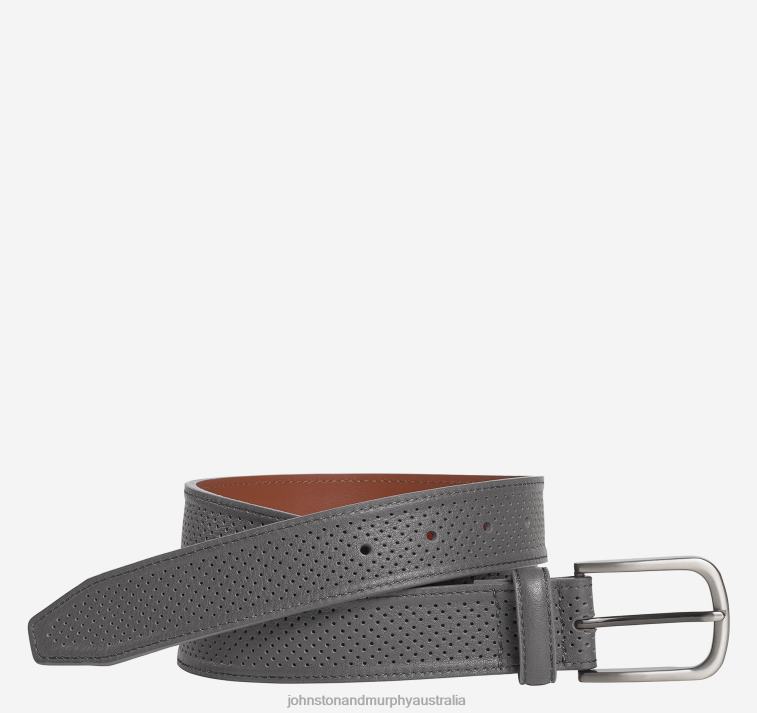 accessory_gray_xb6rx1016_johnston_murphy_men_soft_perforated_leather_belt.jpg Accessory Gray XB6RX1016 Johnston & Murphy Men Soft Perforated Leather Belt - Image 1