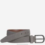 Accessory Gray XB6RX1021 Johnston & Murphy Men Oiled Contrast Stitched Belt