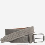Accessory Gray XB6RX1133 Johnston & Murphy Men Perfed Suede Belt