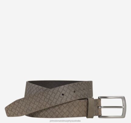 Accessory Gray XB6RX1153 Johnston & Murphy Men Diamond-Embossed Belt