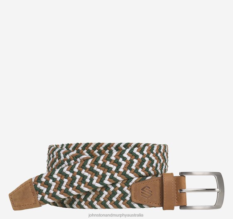 accessory_green_brown_white_xb6rx1150_johnston_murphy_men_woven_stretch_knit_belt.jpg Accessory Green/Brown/White XB6RX1150 Johnston & Murphy Men Woven Stretch-Knit Belt - Image 1