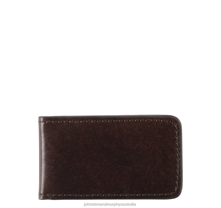 Accessory Mahogany XB6RX1151 Johnston & Murphy Men Italian Leather Magnetic Money Clip - Image 1