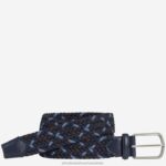 Accessory Navy/Multi XB6RX1103 Johnston & Murphy Men Woven Stretch-Knit Belt