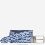 Accessory Navy/Sharks XB6RX980 Johnston & Murphy Men Reversible Printed Leather Belt