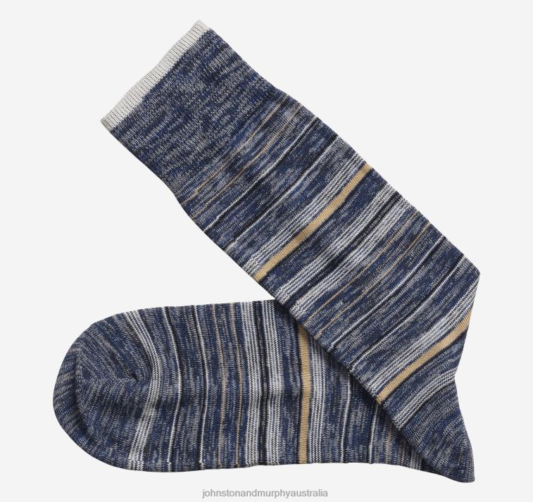 Accessory Navy Variegated Stripe XB6RX1091 Johnston & Murphy Men Heather Stripe Socks - Image 1