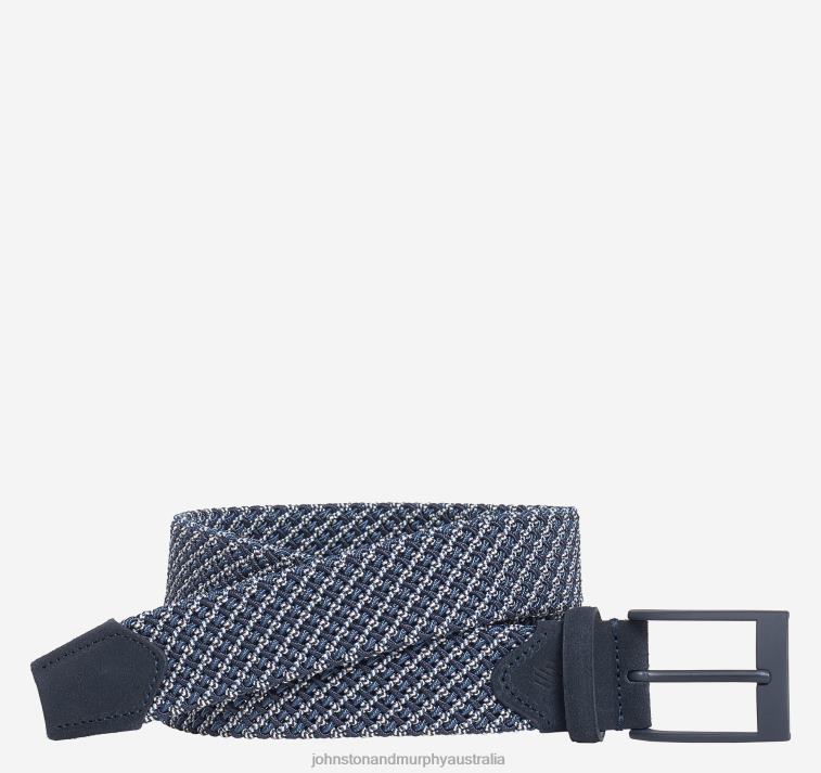Accessory Navy/White XB6RX1065 Johnston & Murphy Men Tubular Woven Belt - Image 1