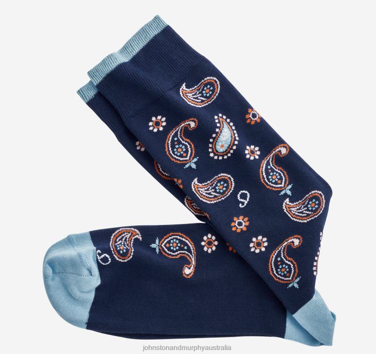 accessory_navy_xb6rx1014_johnston_murphy_men_paisley_socks.jpg Accessory Navy XB6RX1014 Johnston & Murphy Men Paisley Socks - Image 1