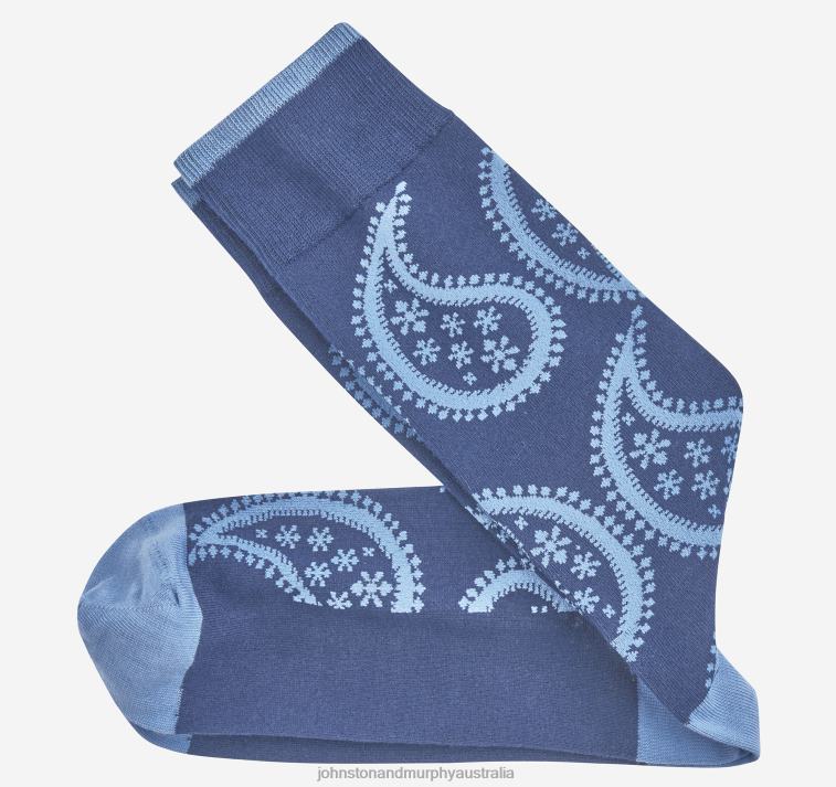 accessory_navy_xb6rx1073_johnston_murphy_men_paisley_socks.jpg Accessory Navy XB6RX1073 Johnston & Murphy Men Paisley Socks - Image 1