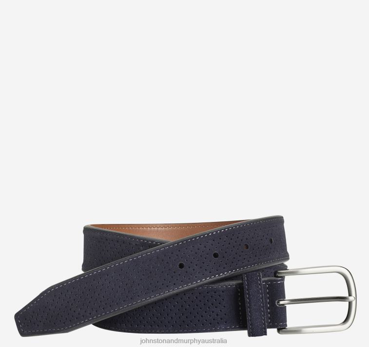 accessory_navy_xb6rx1132_johnston_murphy_men_perfed_suede_belt.jpg Accessory Navy XB6RX1132 Johnston & Murphy Men Perfed Suede Belt - Image 1