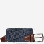 Accessory Navy XB6RX1144 Johnston & Murphy Men Woven Stretch-Knit Belt
