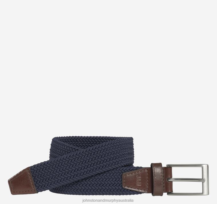 Accessory Navy XB6RX1434 Johnston & Murphy Boy Boys Woven Stretch-Knit Belt - Image 1