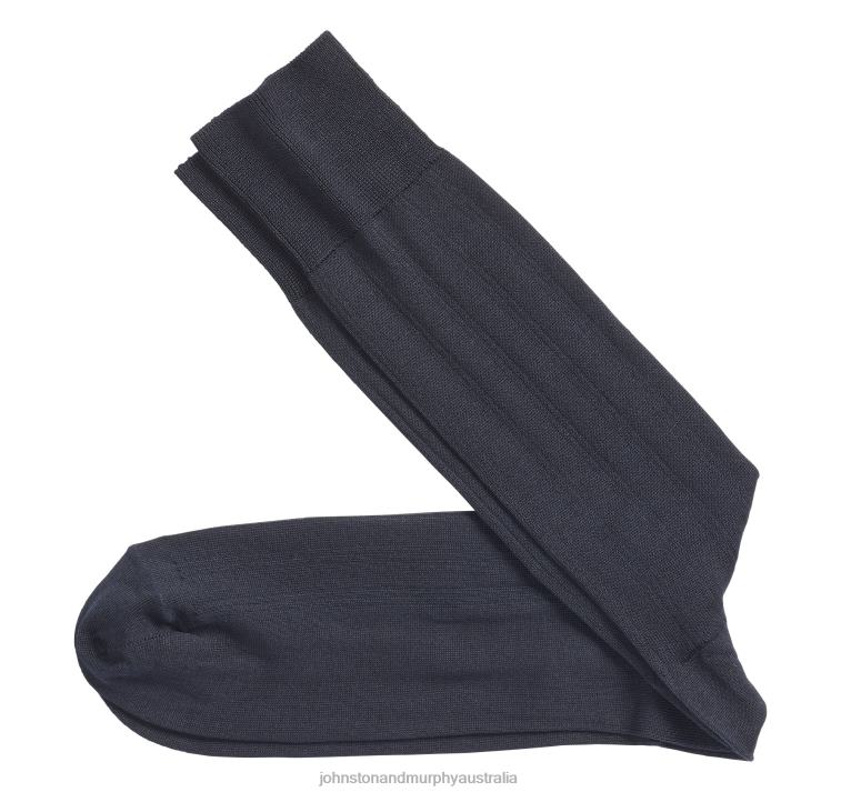 Accessory Navy XB6RX908 Johnston & Murphy Men Pima Cotton Ribbed Socks - Image 1