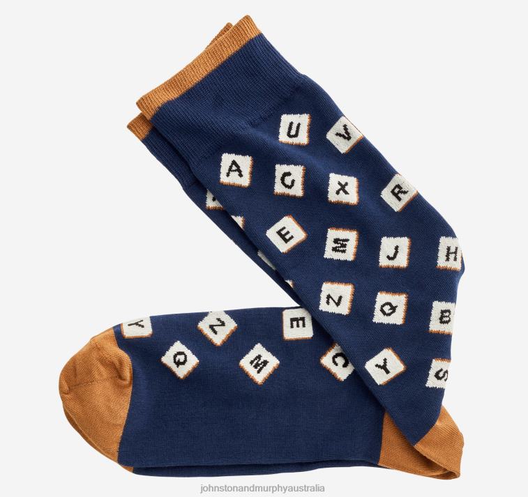 Accessory Navy XB6RX975 Johnston & Murphy Men Word Game Socks - Image 1