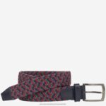 Accessory Red/Navy/Gray XB6RX1149 Johnston & Murphy Men Woven Stretch-Knit Belt