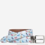 Accessory Tan/Bicycles XB6RX981 Johnston & Murphy Men Reversible Printed Leather Belt