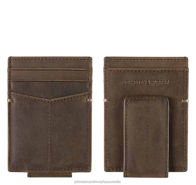 Accessory Tan Oiled Full Grain XB6RX1056 Johnston & Murphy Men Front-Pocket Wallet/Money Clip - Image 1