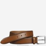 Accessory Tan XB6RX1027 Johnston & Murphy Men Feather-Edge Dress Belt