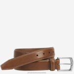 Accessory Tan XB6RX1100 Johnston & Murphy Men Topstitched Leather Belt