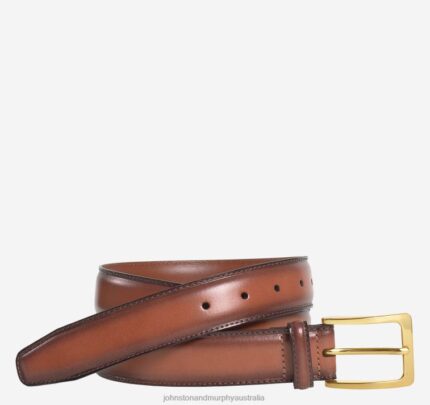 Accessory Tan XB6RX1121 Johnston & Murphy Men Burnished Edge Belt