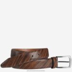 Accessory Tan XB6RX995 Johnston & Murphy Men Diagonal-Etched Belt