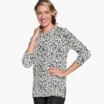 Apparel Animal Print XB6RX1307 Johnston & Murphy Women Side-Slit Pullover