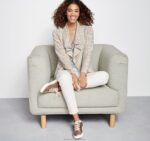 Apparel Beige XB6RX1290 Johnston & Murphy Women Boucle Shawl-Collar Jacket - Image 2
