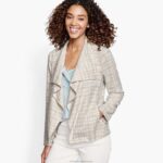 Apparel Beige XB6RX1290 Johnston & Murphy Women Boucle Shawl-Collar Jacket