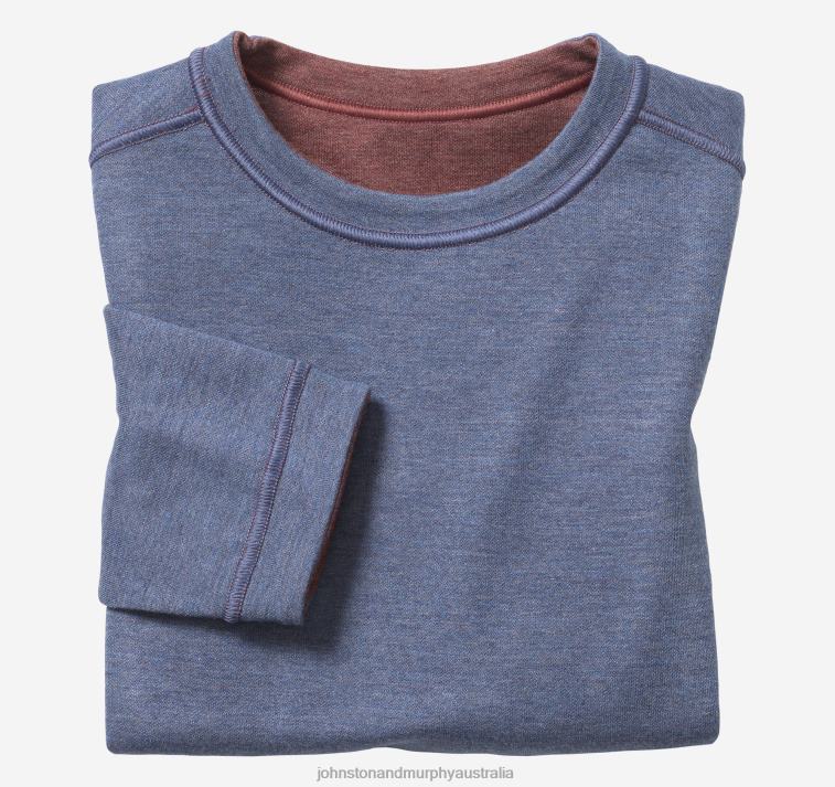 Apparel Berry/Blue XB6RX1383 Johnston & Murphy Boy Boys Reversible Solid Crewneck - Image 2