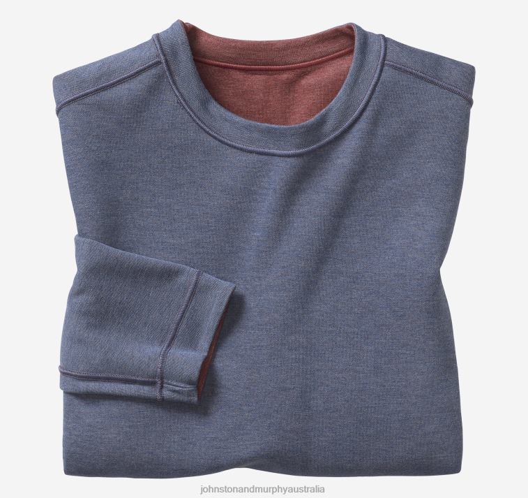 Apparel Berry/Blue XB6RX883 Johnston & Murphy Unisex Reversible Long-Sleeve Crewneck - Image 2