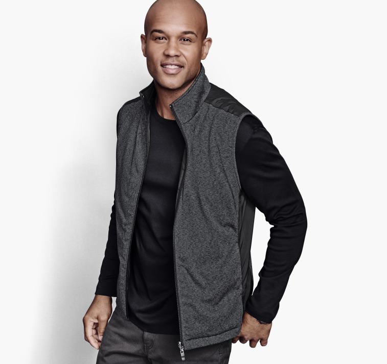 Apparel Black/Gray Heather XB6RX711 Johnston & Murphy Men XC4 Reversible Vest - Image 1