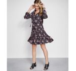 Apparel Black/Pink XB6RX1293 Johnston & Murphy Women Tiered Printed Dress - Image 3