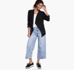 Apparel Black XB6RX1286 Johnston & Murphy Women Draped Open-Front Blazer - Image 2