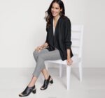 Apparel Black XB6RX1286 Johnston & Murphy Women Draped Open-Front Blazer - Image 3