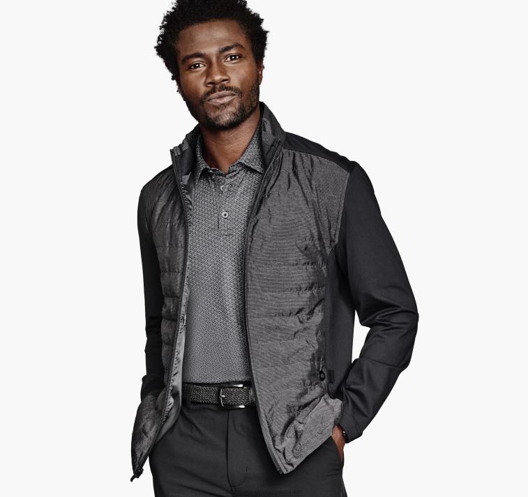 Apparel Black XB6RX816 Johnston & Murphy Men XC4 Performance Front-Quilted Jacket - Image 1