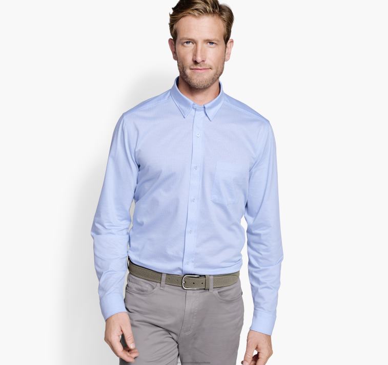 Apparel Blue Birdseye XB6RX524 Johnston & Murphy Men XC Flex Stretch Long-Sleeve Shirt - Image 3