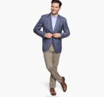 Apparel Blue/Brown XB6RX663 Johnston & Murphy Men Windowpane Blazer - Image 2