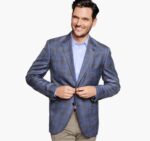 Apparel Blue/Brown XB6RX663 Johnston & Murphy Men Windowpane Blazer