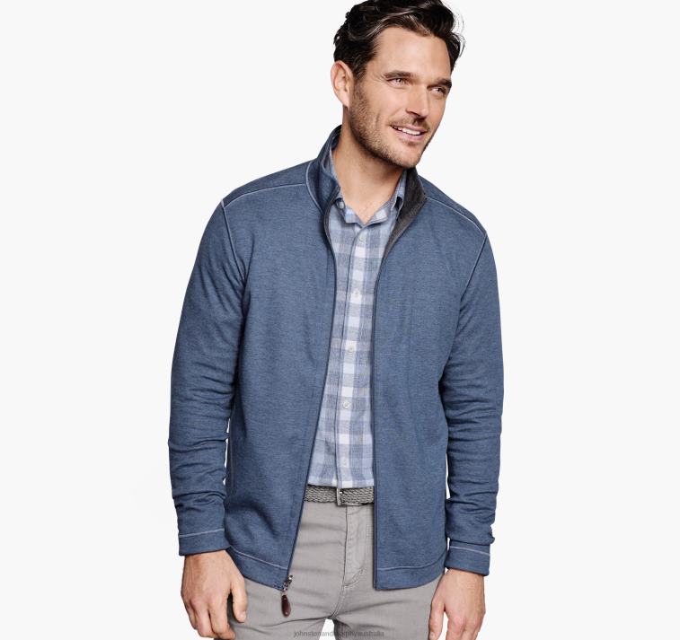 apparel_blue_charcoal_xb6rx700_johnston_murphy_men_reversible_full_zip.jpg Apparel Blue/Charcoal XB6RX700 Johnston & Murphy Men Reversible Full-Zip - Image 1