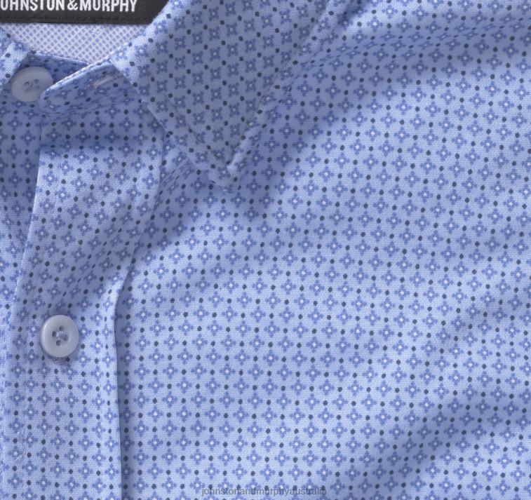 Apparel Blue Diamond Dot XB6RX586 Johnston & Murphy Men XC Flex Stretch Long-Sleeve Shirt - Image 2