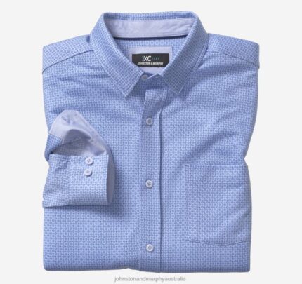 Apparel Blue Diamond Dot XB6RX586 Johnston & Murphy Men XC Flex Stretch Long-Sleeve Shirt