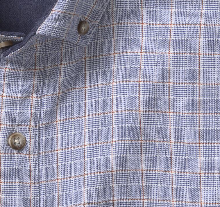 Apparel Blue Glen Plaid XB6RX761 Johnston & Murphy Men Double-Layer Long-Sleeve Shirt - Image 2